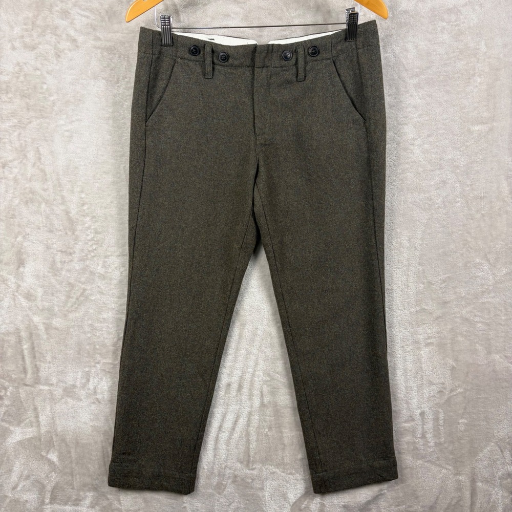 Paper Boy Anthropology Wool Blend Cinch Back Trousers Olive Khaki Size 6 Lined